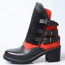 Load image into Gallery viewer, Women&#39;s Block Print Design Genuine Leather Ankle Boots
