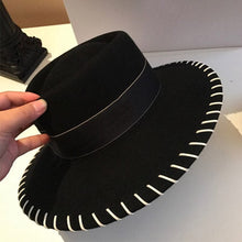 Load image into Gallery viewer, Black String Trim Design Fedora Brim Hats - Ailime Designs