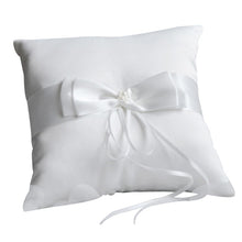 Load image into Gallery viewer, Bridal Ring Bearer Pillows w/ Satin Ribbon Tie &amp; Rhinestones