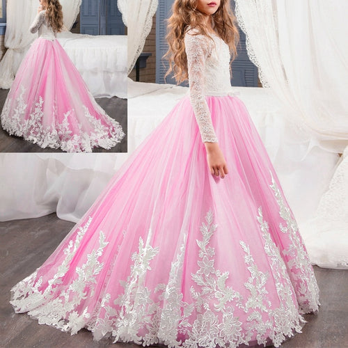 Children's Elegant Lace Design Pageant Gown Dresses - Ailime Designs