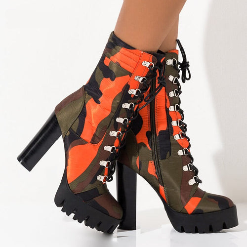 Women's Camouflage Print Design Ankle Boots – Fine Quality Accessories
