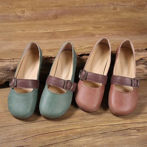 Women's Two-toned Genuine Leather Ballerina Shoes
