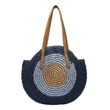 Load image into Gallery viewer, Women&#39;s Oval Multi Colored Straw Handbags