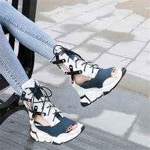 Load image into Gallery viewer, Women&#39;s Hollow-cut String Lace Design Wedge Shoe Ankle Boots