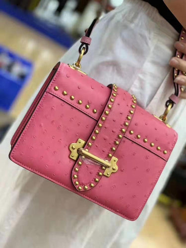 100% Genuine Pink Ostrich Leather Skin Handbags - Ailime Designs