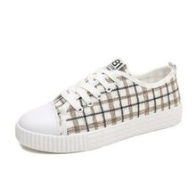 Load image into Gallery viewer, Women&#39;s College Style Plaid Canvas Sneakers
