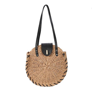 Women's Oval Woven Straw Design Handbags