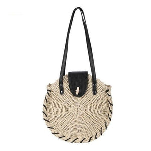 Women's Oval Woven Straw Design Handbags