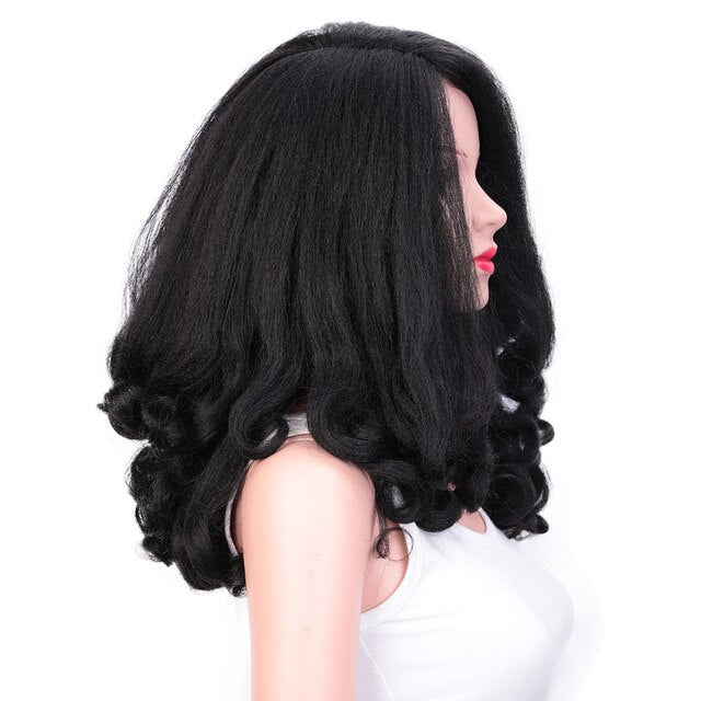 Curly Black Thick Synthetic Texture Style Wigs -  Ailime Designs