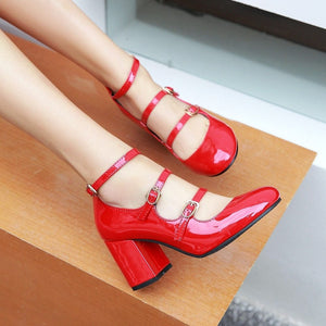 Women’s Red Hot Stylish Fashion Apparel - Patent Leather Mary Jane Shoes