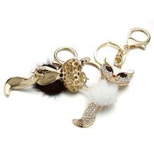 Load image into Gallery viewer, Fox Fur Rhinestone Keychain Holders - Purse Accessories