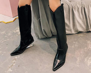 Women's Chic Texas Style Genuine Leather Skin Knee-high Boots