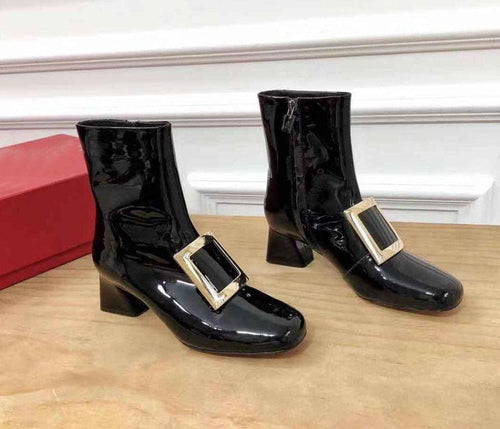 Women’s Stylish Design Genuine Patent Leather Ankle Boots