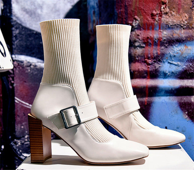 Women's Shoe & Rib Knit Ankle Shoe Boot Design