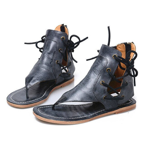 Women's Genuine Leather Design Sling-toe Sandal Boots