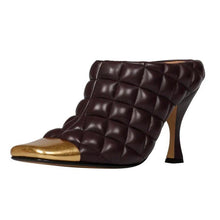 Load image into Gallery viewer, Women&#39;s Quilted Genuine Leather Pumps &amp; Mules w/ Gold Toe Ornament