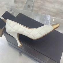 Load image into Gallery viewer, Women&#39;s Quilted Genuine Leather Pumps &amp; Mules w/ Gold Toe Ornament