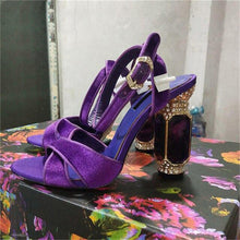 Load image into Gallery viewer, Women&#39;s Ankle Strap Design High Heels w/ Crystal Heels