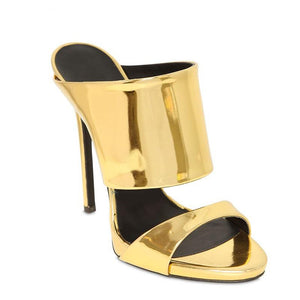 Women's Gold Metallic Stylish Slip-on Mules
