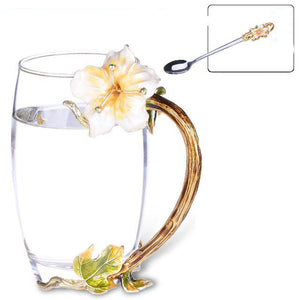 Beautiful Floral Design Temper Glassware Drinking Cups