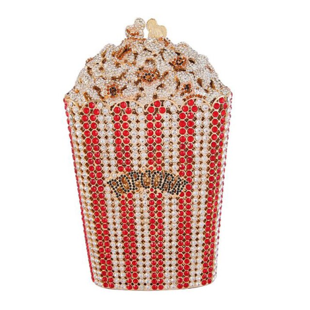 Movie Time - Women's Popcorn Shape Crystal Design Purses