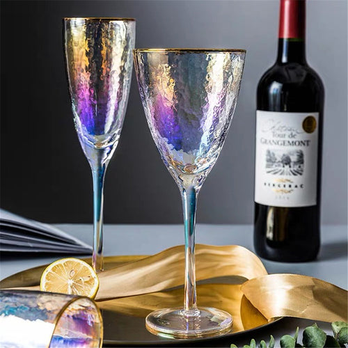 Beautiful Rainbow Champagne Fluted Texture Glasses - Ailime Designs