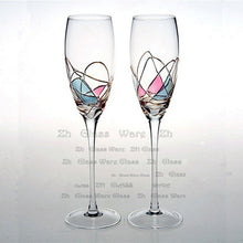 Load image into Gallery viewer, Beautiful Stain Glass Design Champagne Glasses - Ailime Designs
