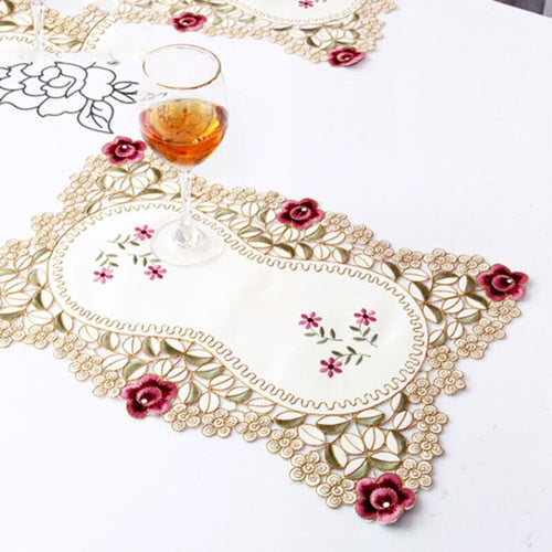 Home Style Vintage Embroidered Lace Table Place-mats