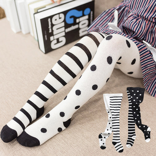 Children’s Polka Dots & Stripe Knit Tights - Ailime Designs