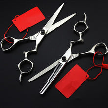 Load image into Gallery viewer, Barber Silver Chrome German Crooked Design Hair Cutting Scissors – Ailime Designs