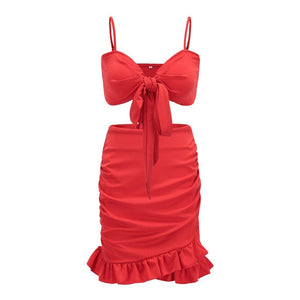 Women’s Red Hot Stylish Fashion Apparel - Ruffle Mini Dresses