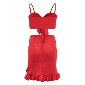 Women’s Red Hot Stylish Fashion Apparel - Ruffle Mini Dresses
