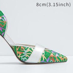 Women' Two-toned Strap Design Pointed Shoes