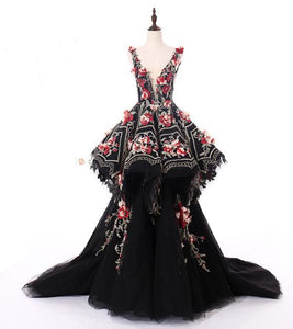 Women's Black Layered Formal Evening Wear Gown – Ailime Designs