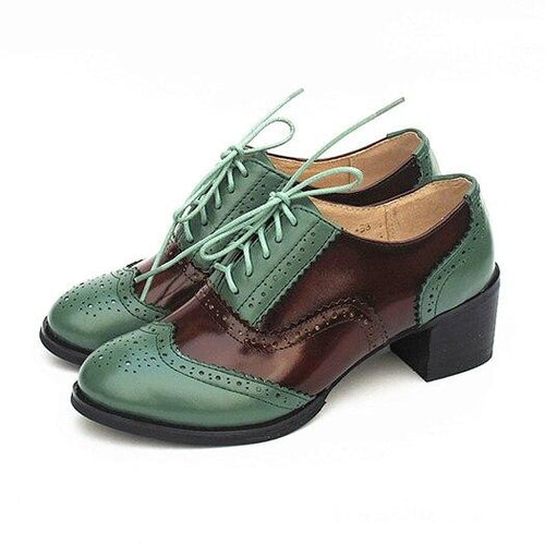 Women's Genuine Two-toned Leather Oxford Shoes