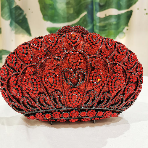 Luxury Red Crystal Hollow-cut Arch Design Clutch Purses - Ailime Designs