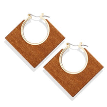 Load image into Gallery viewer, Women&#39;s Handmade Wooden Square Earrings