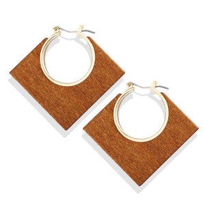 Women's Handmade Wooden Square Earrings