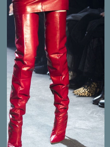 Women’s Red Hot Stylish Fashion Apparel - Thigh High Leather Boots