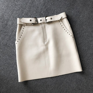 Women Sassy Genuine Leather Skirts – Streetwear Fashions