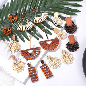 Beautiful Natural Wooden Bead Design Earrings  – Jewelry Craft Supplies