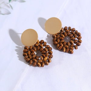 Beautiful Natural Wooden Bead Design Earrings  – Jewelry Craft Supplies