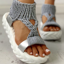 Load image into Gallery viewer, Women&#39;s Knit Ankles Design Platform Sandals