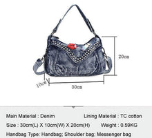 Load image into Gallery viewer, Denim Style Crystal Trim Handbags - Ailime Designs
