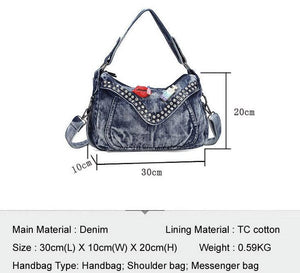 Denim Style Crystal Trim Handbags - Ailime Designs
