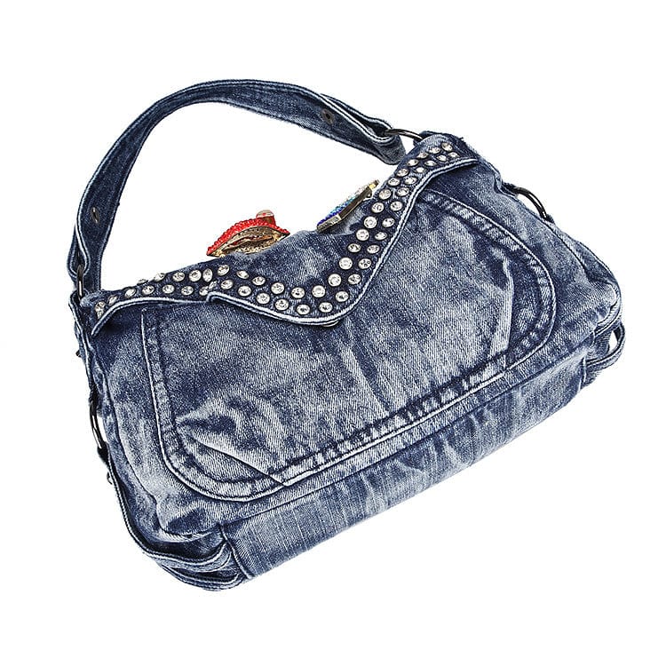 Denim Style Crystal Trim Handbags - Ailime Designs