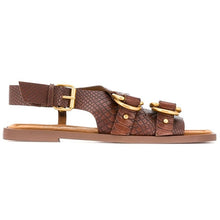 Load image into Gallery viewer, Women&#39;s Embossed Snake Print Genuine Leather Sandals