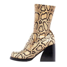 Load image into Gallery viewer, Women&#39;s Genuine Leather Skin Snake Print Ankle Boots