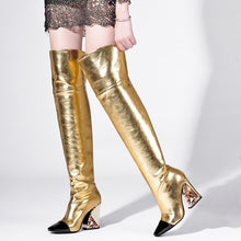 Load image into Gallery viewer, Women&#39;s Metallic Genuine Leather Skin Thigh High Boots