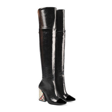 Load image into Gallery viewer, Women&#39;s Metallic Genuine Leather Skin Thigh High Boots